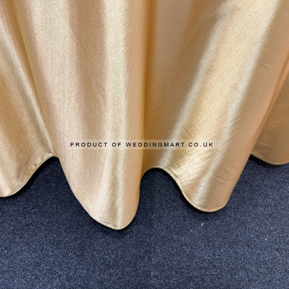 120 inch Heavy Duty Round Satin Table Cloth - Gold